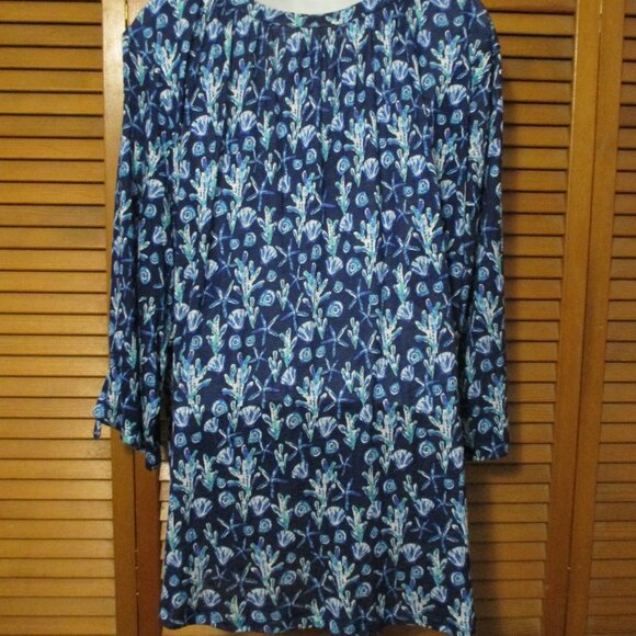 Casey Key top blues & white V neck lightweight soft stretchy tie sleeves sz 1x - Picture 7 of 8